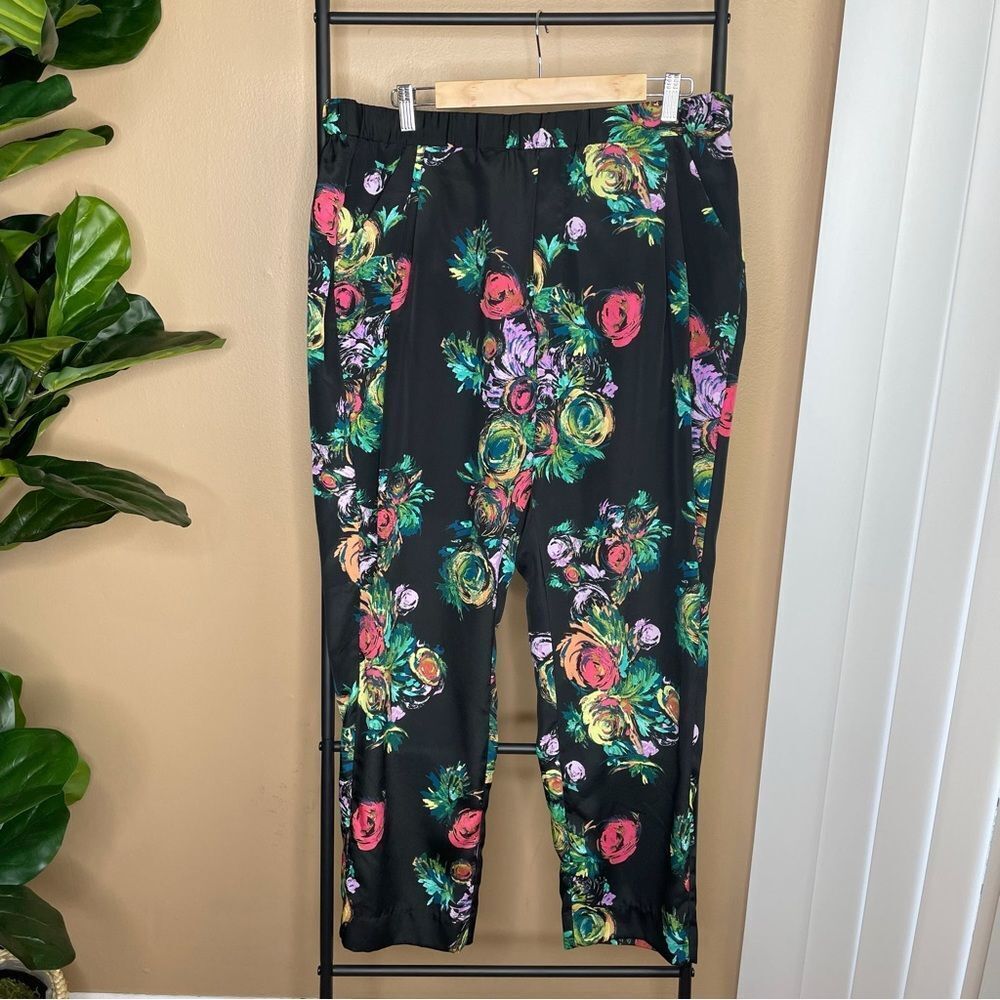 Allen B. By Allen Schwartz Black Floral Print Pants Size 16